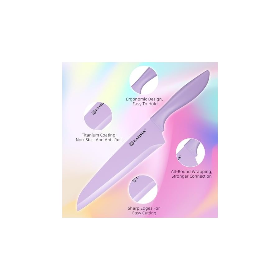 Knife Set with Kitchen Cutting Board，30 Piece Colour Coding Stainless Steel Boxed Knives Set with Kitchen Shears，14 Knives with 14 Blade Covers，Anti-Rust and Dishwasher Safe