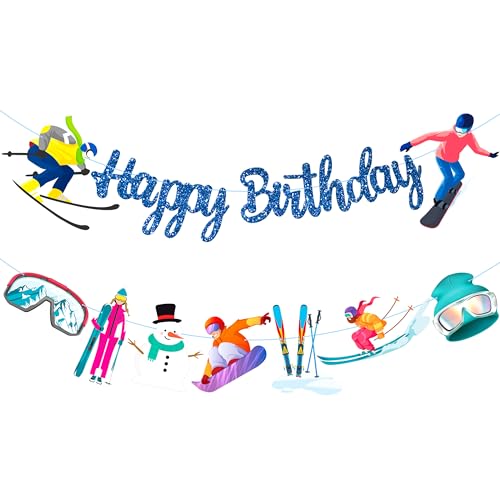 Skiing Birthday Banners Skiing Birthday Party Decorations Sport Skier Party