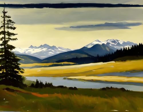 Peinture sur toile montagnes sans cadre motif paysage RZHRHJES 58x90 cm