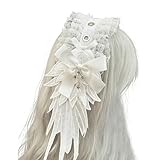 GadgetNova Lolita Headband–Gothic Lolita Hair Accessories with Wing Bow&Cross,Maid Headpiece for Lolita Dress Cosplay (white)