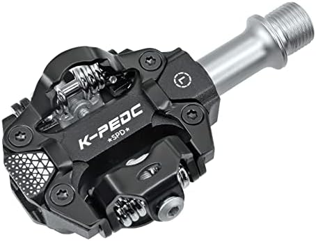 K PEDC Compatible Clipless MTB Mountain Bike Pedal Dual Sided Lightweight Aluminum 9/16″ Platform Bicycle Pedals with Cleats for Road Black