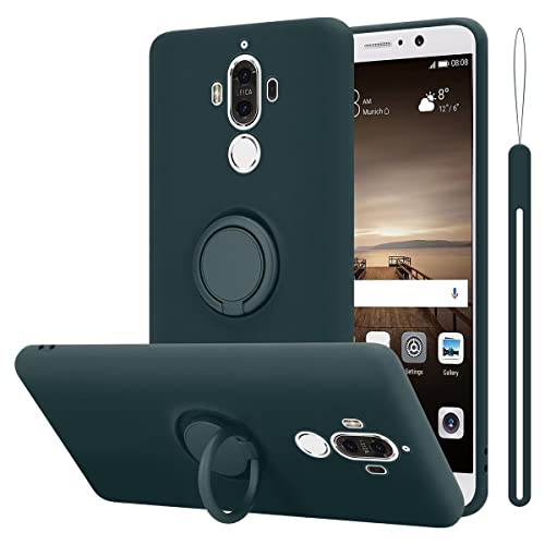 Cadorabo Funda Compatible con Huawei Mate 9 en Liquid Verde - Funda para Teléfono Móvil Hecha de Silicona TPU Flexible con Anillo - Funda Trasera Ultradelgada Parachoques