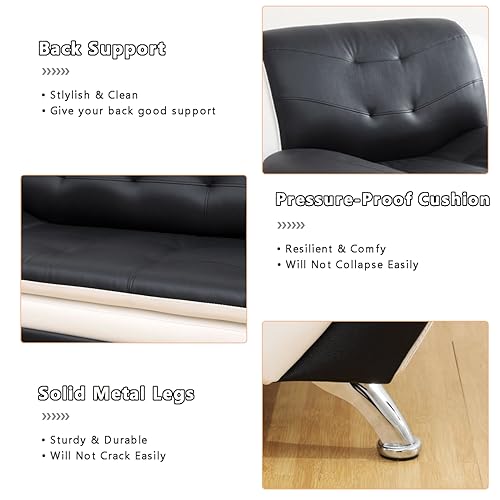 Dekmxas Living Room Sofa Set Leather Couch and Loveseat, Sofa Couchesfor Bedroom, Apartment, Living Room Furniture Sets (Black&White, Sofa+Loveseat)