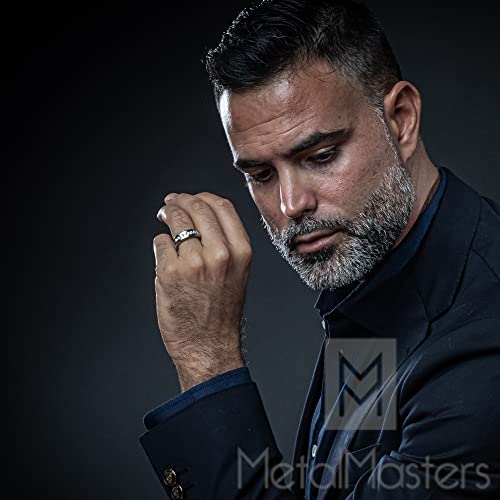 8 Mm Men's Titanium Ring Wedding Band With 9 Large Channel Set Cubic Zirconia Cz Size 7 #TOP4