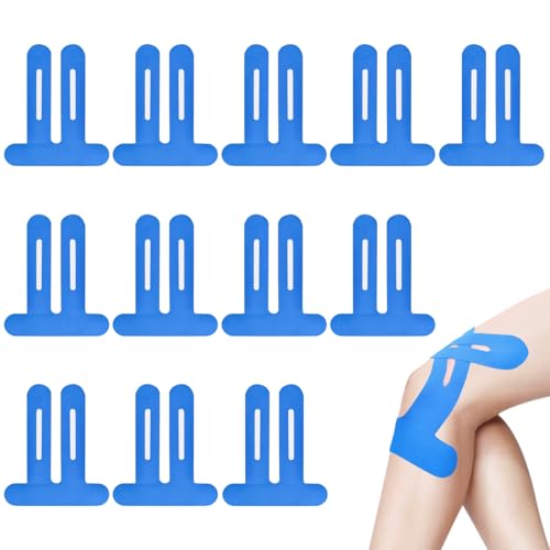 Kinesiologie Tape 12 Stück Precut Kinesiotapes Sport Tapeband Bondage Tape Erfektem Trage-Komfort Wasserfestes&elastisches Physio Tape -Blau