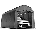 WELYAS Heavy Duty Carport Shelter with Metal Frame, Round Style Roof Shed for Outdoor Storage, Outside Car Port, Shelter, Tent, Canopy for Truck Boat, RV, SUV (10×20 FT, Round Roof)