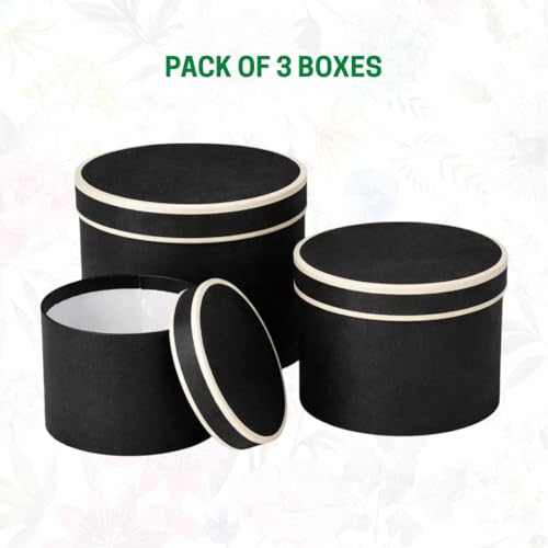 Image of Oasis Pack of 3 Premium Gift & Flower Hamper Boxes With Lid | Classic Bouquet Box for Flower Arrangements & Gift Hampers | Decorative Gift Packaging Box With Waterproof Liner - Cream & Brown