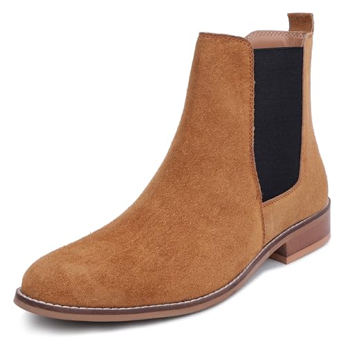 Image of LOZANO Suede Leather Chelsea Boots for Men | High Ankle Boots, Soft Cushioned Insole, Slip-Resistance, Arch Support & Shock Absorption