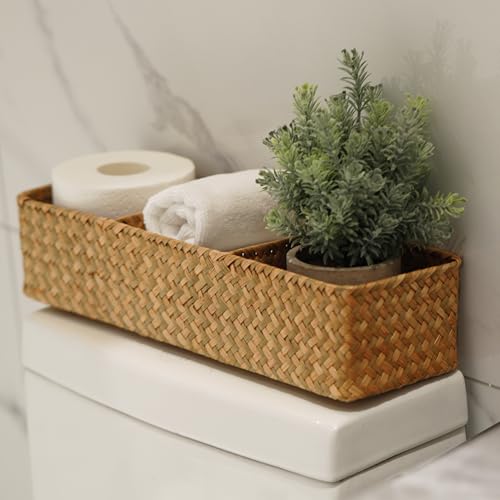 Panier jonc de mer rectangulaire 42cm avec compartiments pour le rangement de la maison