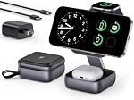 UEQ 3 en 1 Station de recharge sans fil pour les appareils Apple, Chargeur sans fil magnétique pliable rapide de voyage, compatible avec MagSafe Chargeur pour iPhone 17 Air 16 15 14 13 12,Apple Watch &AirPods Pro