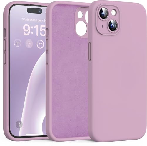 Image of DIZORO Compatible with iPhone 15 Plus Camera Protection Case 6.7, Slim Liquid Silicone 3 Layers Full Covered Soft Gel Rubber Phone Case Protective Cover 6.7 Inch - Lilac.