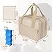 Breastmilk Cooler Travel Bag, Wearable Breast Pump Storage Bag Compatible with Momcozy/Eufy/Elvie/Willow/Medela Breast Pump with Ice Pack and Waterproof Mat,Khaki