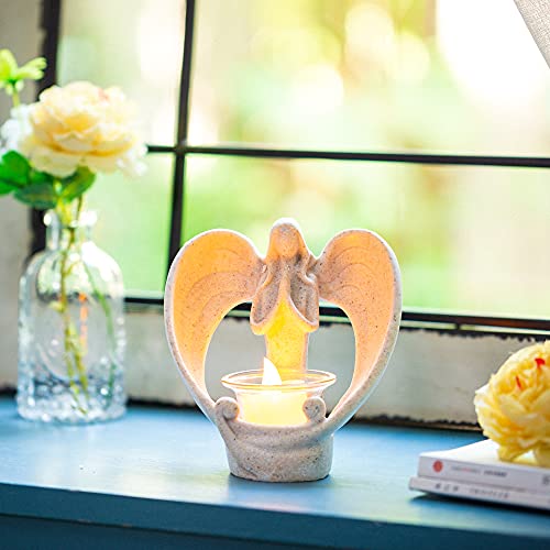Tealight Holder Angel Figurine Memorial Tribute - Blessing Angel Statue Candle Holder Sculpture Favors Sympathy Gift Home Altar Funeral Remembrance Service Decor #TOP1