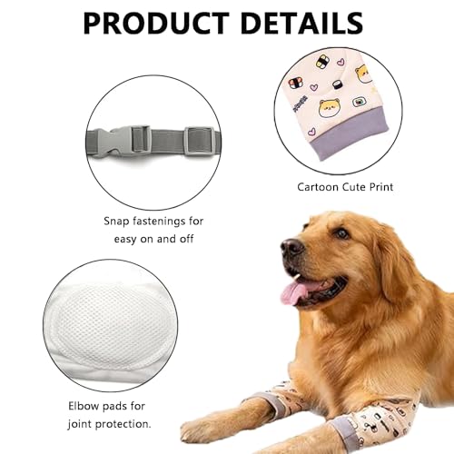 Powerruif 2 Stück Recovery Sleeve Hund, Ellenbogenbandage Hund Liegeschwielen Hund Euioovm Pet Knee Pads für Mittelgroße und Große Hunde Verhindert Das Lecken Von Wunden (Gelb Grau XXL)