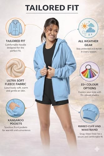 Image of FUNKY MONKEY - Women's Cute Hoodies Teen Girl Winter Jacket Sweatshirts Casual Drawstring Clothes Zip Up Hoodie with Pocket