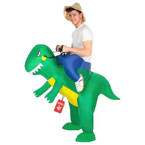 MORPH Costumes Premium Disfraz Dinosaurio Hinchable Adulto con Bolsillo T Rex,Disfraz Hinchable Adulto, Disfraces Inflables Dinosaurios Hombre y Mujer, Disfraz Carnaval AdultoTalla Única