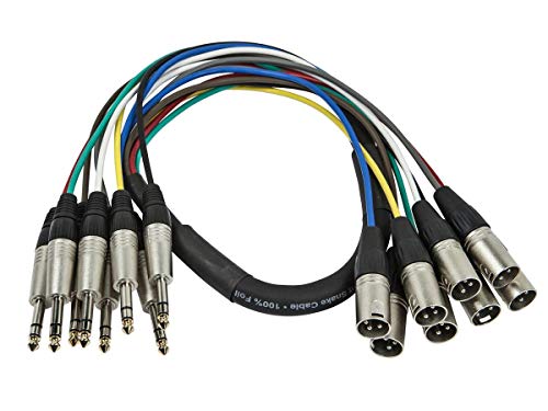 Monoprice 8-Channel 1/4-Inch TRS Male to XLR Male Snake Cable - 3 Feet, 26AWG, 8 Balanced Mono and Unbalanced Stereo Lines