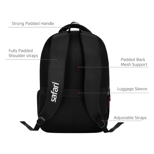 Image of Safari 38L Printed Laptop Backpack with Raincover, 4 Compartments, Bottle Holder, Organizer, School & College Bag for Boys and Girls, Office & Travel Bag for Men and Women
