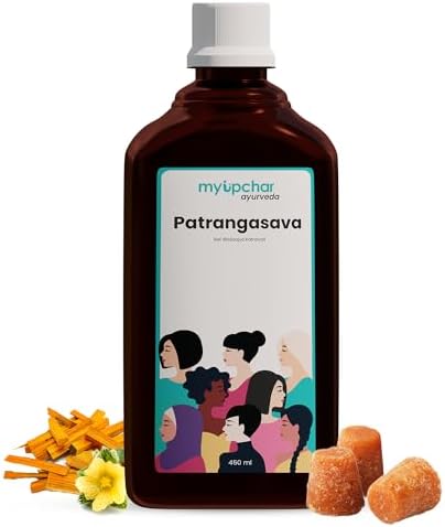 myUpchar Ayurveda Patrangasava - Liquid Ayurvedic Supplement for Periods, Mood Swings, Weakness, PCOS & PCOD Relief, Improves Digestion, Hemoglobin Levels, White Discharge - 450ml