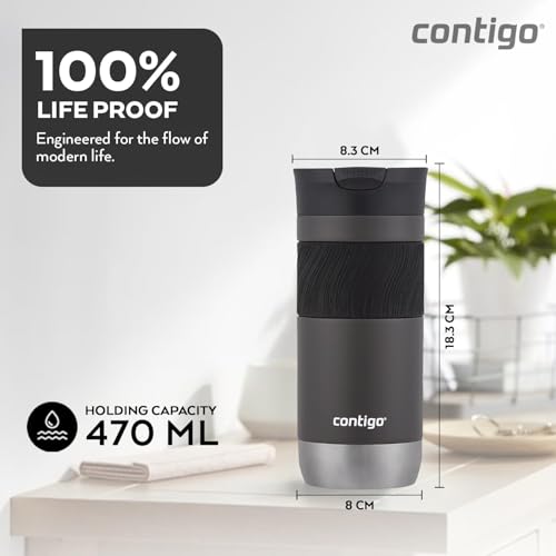 Image of Contigo Byron 2.0 Thermo Mug, Stainless Steel Insulated With Snapseal Closure, 100% Leak Proof, Keeps Warm up to 5 Hours & Cold up to 12 Hours, 470 ml