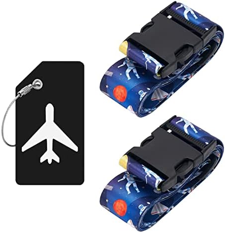 ZOUIQSS 2 Pack Adjustable Luggage Straps,Heavy Duty Suitcase Belts,Luggage Tag Travel Packing Straps with Quick Release Buckle(Smile)