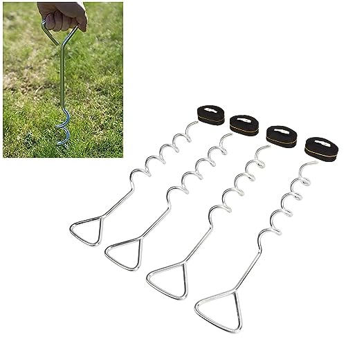 XIASABA Trampoline Anchor Kit Heavy Duty Corkscrew Shape Steel Spiral Trampoline Anchor Wind Stake for Outdoor Trampoline