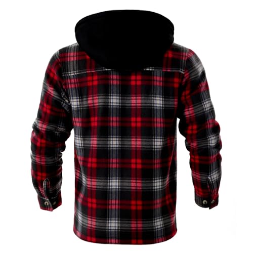 Image of LeeHanTon Mens Flannel Jackets Sherpa Lined Fleece Zip Up Winter Warm Workout Plaid Sweatshirt with Hood