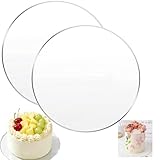 xzhouhe 2 Stück Tortenplatte aus Acryl Cake Board 20cm Rund Runder Tortenteller 3mm Dick Wiederverwendbar Nicht Klebend Kuchenplatte Transparen Acryl, zum Servieren von Kuchen und DIY Handwerk