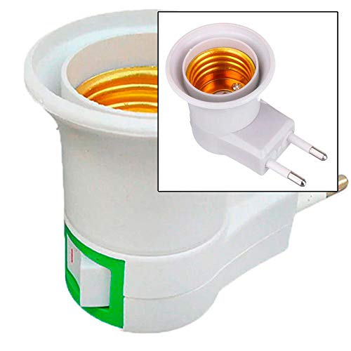 Adaptador Tomada Soquete E27 p/Lampada Bivolt Chave Liga Desliga