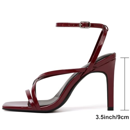 Image of Mostrin Strappy Heels for Women Square Open Toe Lace Up Heeled Sandals Ankle Strap Sexy Stiletto High Heels for Party, Prom, Dating, Wedding