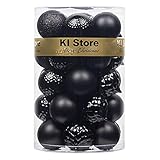 KI Store Black Christmas Balls 34pcs 2.36-Inch Christmas Tree Decoration Ornaments for Xmas Tree Halloween Wreath Garland Decor Ornaments Hooks Included