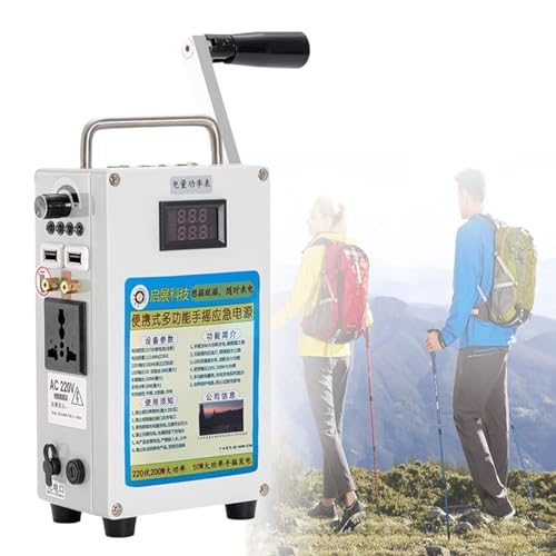 ポータブル手回し発電機、手動非常用発電機、ポータブル発電機緊急用、燃料不要、LED非常灯、160W出力、携帯電話、ノートパソコン、旅行用ライト発電機