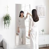 モダンデコ 割れないミラー 60×160cm 割れない 全身鏡 超軽量 姿見 フィルムミラー 壁掛け 立て掛け おしゃれ 簡単設置 (シルバー, 60×160cm)