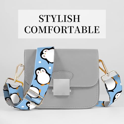 Image of Wide Purse Strap Replacement Crossbody, Funny Shoulder Strap Adjustable, Cute Bag Strap for Women Guitar Purses Cute Blue Penguin