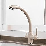 function: three-way kitchen faucet, combined with filtration, no additional drilling. use the three-way kitchen faucet, you can save space. compatible with most water filtration systems used.