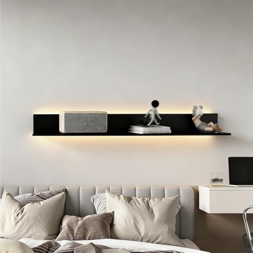 Étagère lumineuse murale en métal au design épuré chic