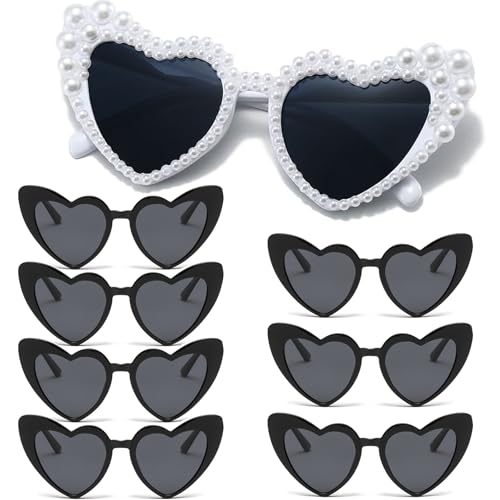 Bachelorette Party Heart Sunglasses 8 Pack Pearl Bride Sunglasses Bridesmaids Sunglasses Party Favor Proposal Gifts