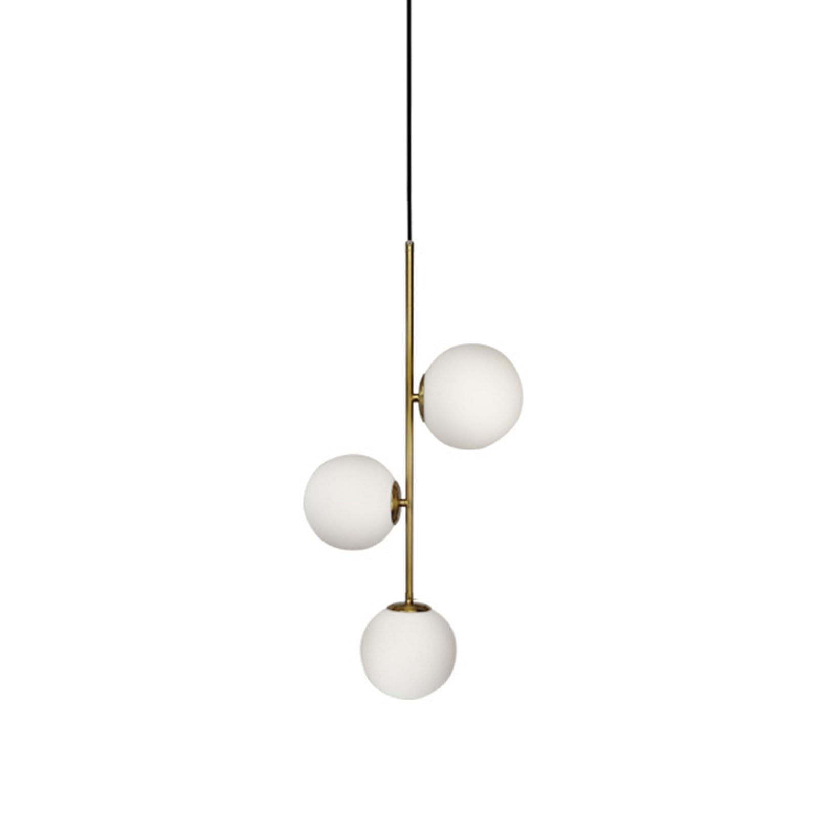 3-Light Globe White Glass Pendant Light, White Glass Ball & Brass Gold Matel Hanging Lamp Chandelier Ceiling Light (3-Light), White & Gold, shuzhi-2 (3-Light)