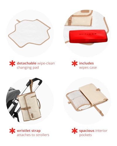 Image of Skip Hop Portable Baby Changing Pad, Pronto, Beige Swirl Dot
