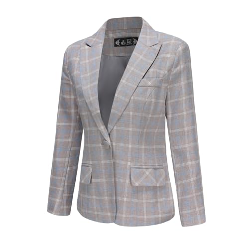 YYNUDA Women's Business Plaid Suit Set Lady 2 Piece 1 Button Office Blazer Jacket and Pants for Work3