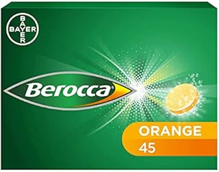 Berocca Vitamin C Effervescent Tablets, with Magnesium, Vitamin B12 & Vitamin B Complex, Orange Flavour, 1 Pack of 45 Tablets - 6 Weeks Supply