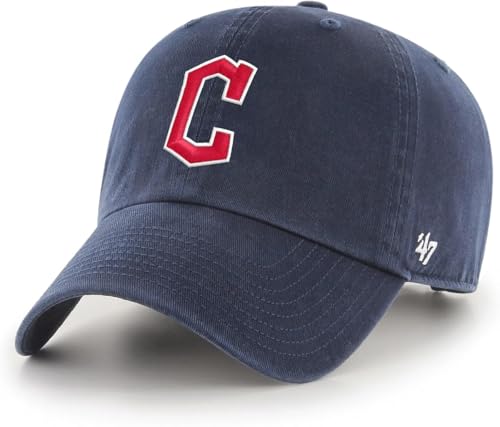 47 MLB Unisex-Adult Alternate Color Clean Up Adjustable Hat Cap - One Size (US Alpha One Size Cleveland Guardians - Navy Alternate)