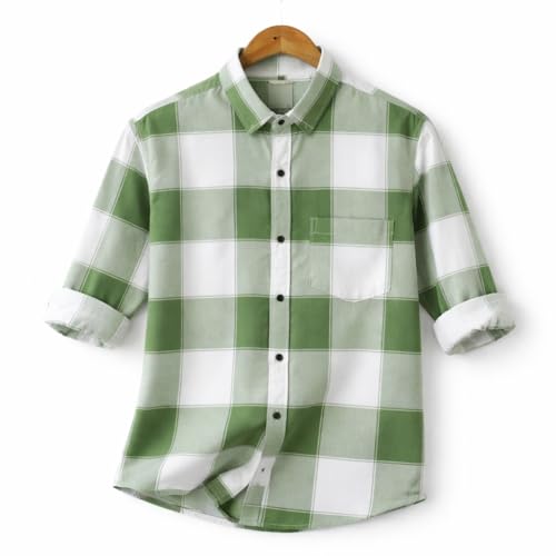 Image of FALCONWEAR Men's Cotton Checkered Casual Shirt Black and White Buffalo Plaid Button Down Full Sleeve Regular Fit Stylish for Boys and Men