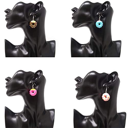Honbay 4 Pairs of Creative Funny Donuts Earrings Personalized Dangle Earring2