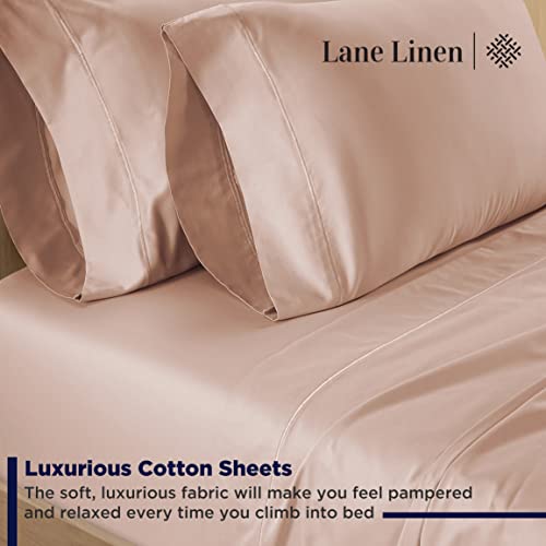 Lane Linen 4 Piece Queen Bed Sheets Set Breathable Hotel Luxury Soft For Machine Washable 100% Cotton Size With Deep Pocket Fitted Sheet - Sepia Rose #TOP4