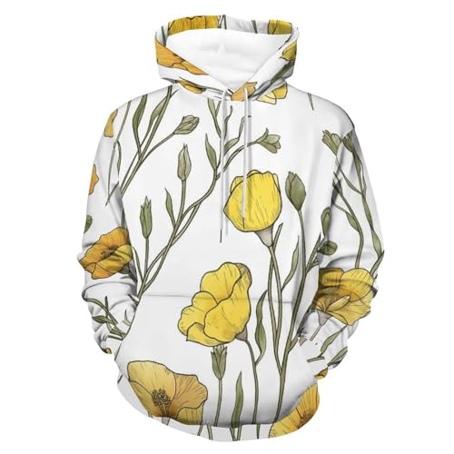 Sweat à capuche Fleur Jaune confortable contre le froid de taille S