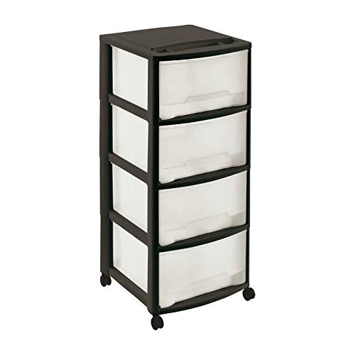 Mondex Tour de Rangement 4 Grands tiroirs - Anthracite - L 39 x P 37 x H 82 cm