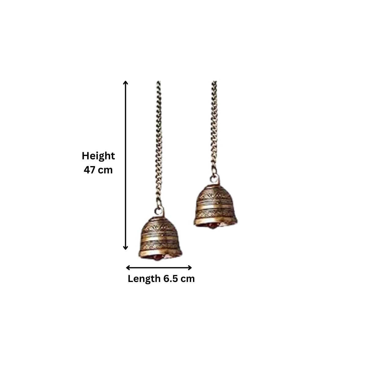The Advitya Brass Handcrafted Hanging Bell with Chain | Wall Hanging Bells for Home Mandir Temple | Hanging Designer Bell for Pooja | Mandir Ki Ghanti | Brass Bell for Pooja Room| Pack of 2 - Image 4 thumbnail
