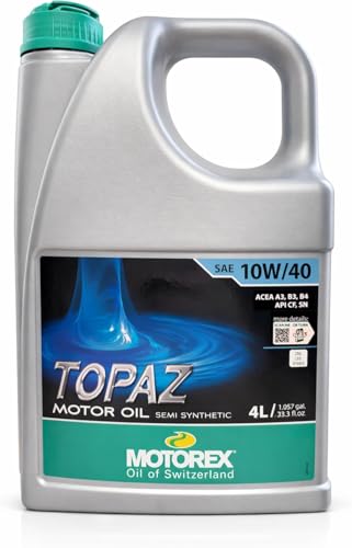 Aceite Motor 10W40 4L Alto Rendimiento Multigrado – MOTOREX TOPAZ SAE 10W/40 – ACEA A3/B4 API SN API CF – VW 501 01 VW 505 00 MB 229.1 FIAT 9.55535-D2/G2