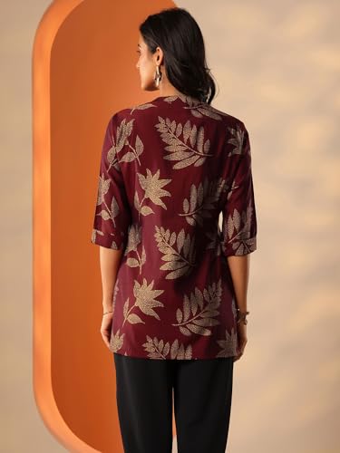 Image of Libas Printed Silk Blend Straight Kurti Suit